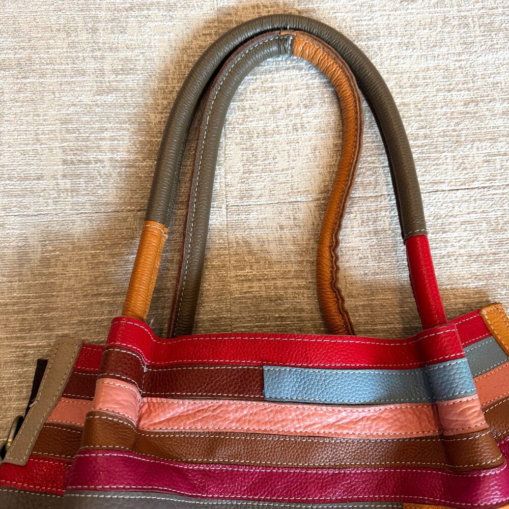 Genuine Leather Women Handbag Patchwork Shoulder Bag Women Casual Tote Bag - Picture 3 of 10